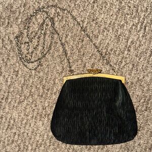 Macy’s Vintage Black Evening Bag with Crossbody Chain